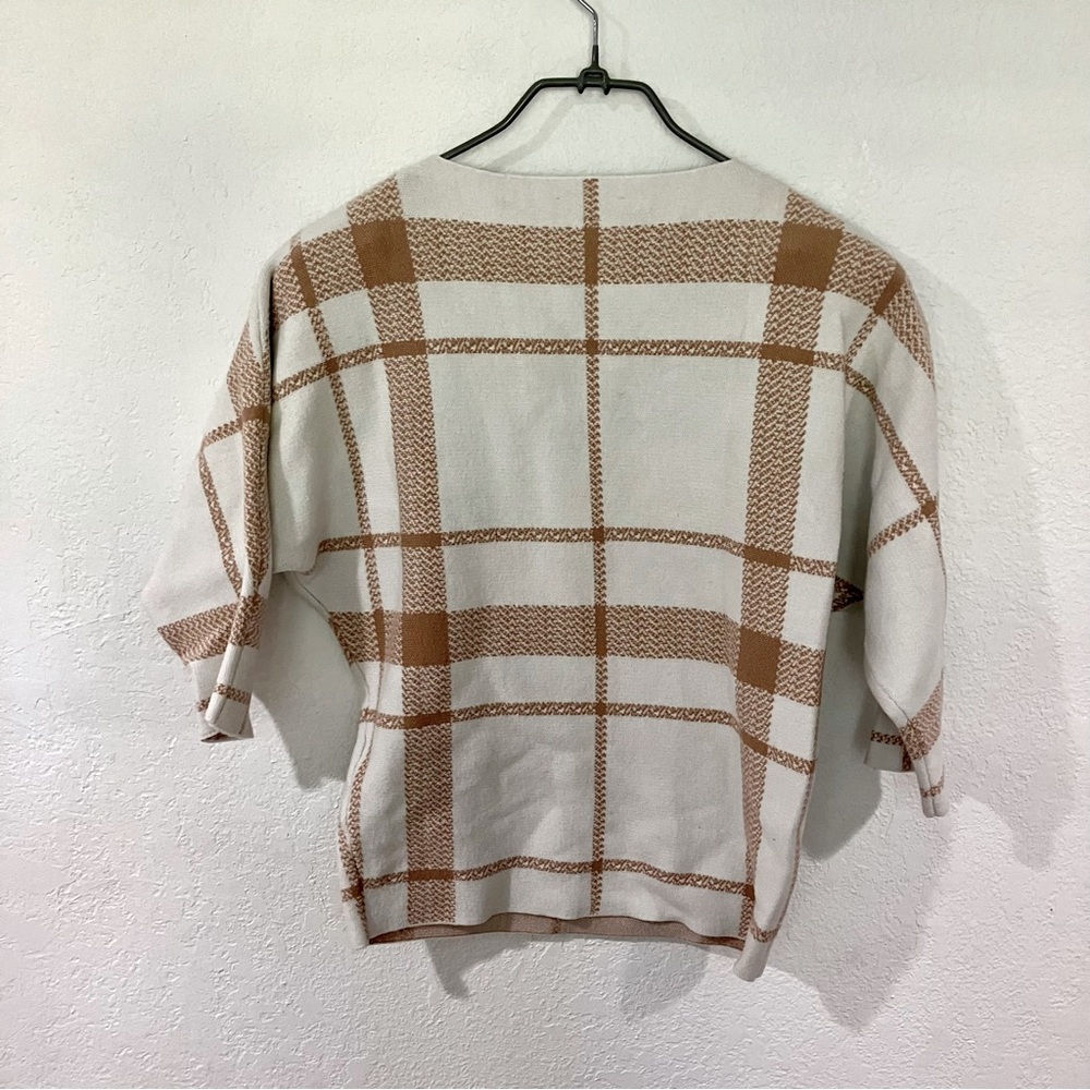 Adrienne Vittadini Women’s XS Sweater Beige Cream Tan preppy plaid old money - Picture 7 of 10